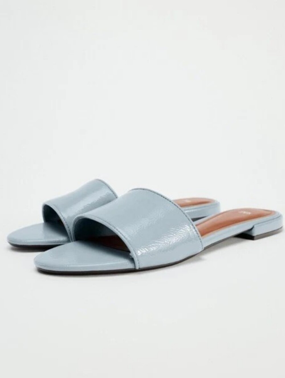 ZARA PATENT LEATHER BLUE SANDALS Sz 38